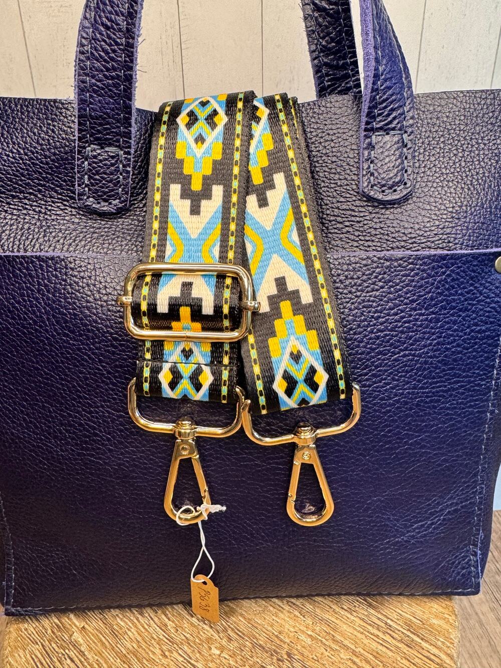 Crossbody Purse Aztec Yellow Black White Blue Bag Strap Guitar Bag Strap NEW